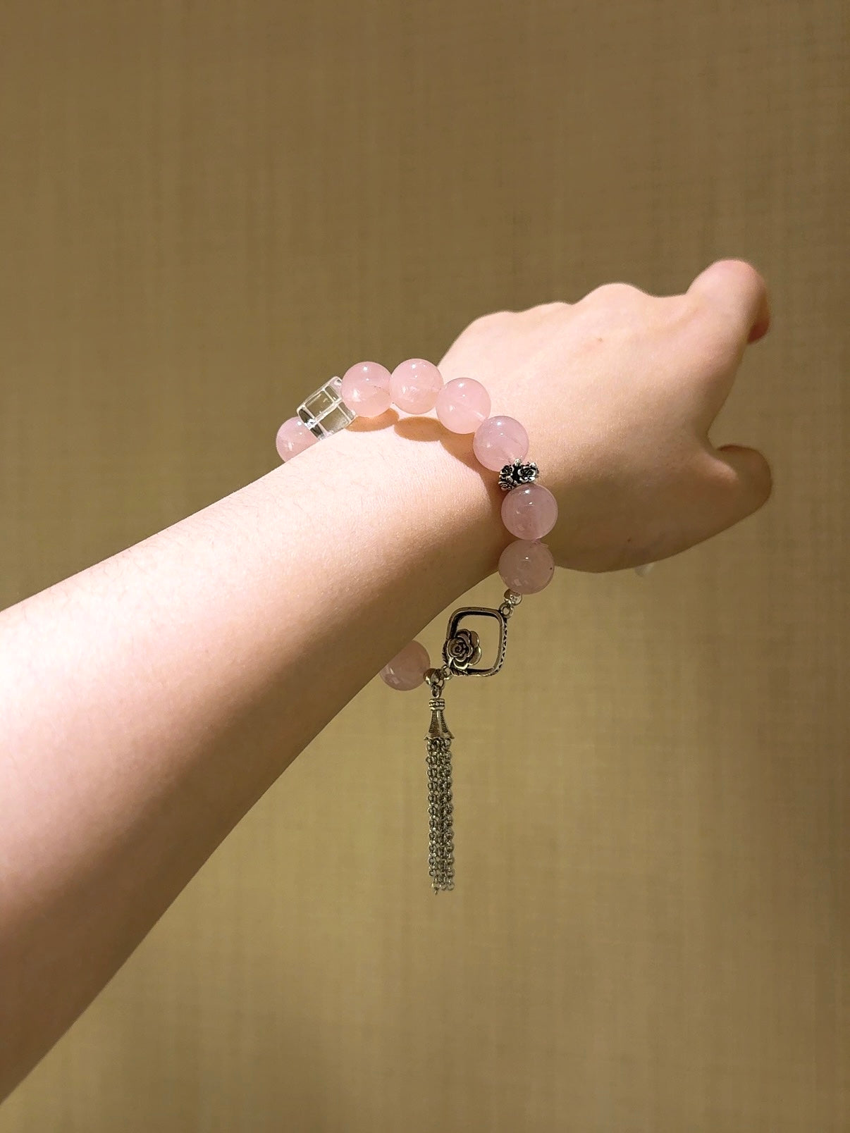 ▫️▪️ Pink crystal white crystal sugar cube bracelet